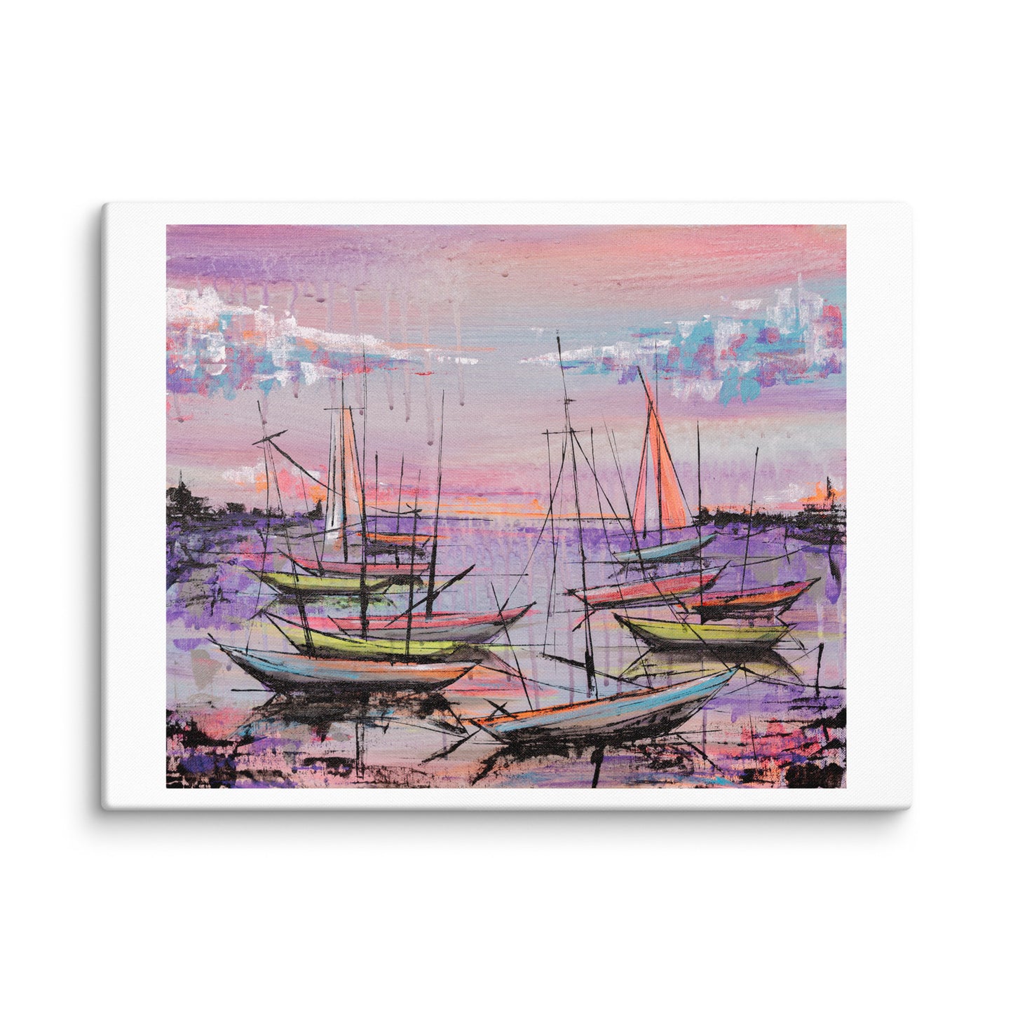 Original Artwork Canvas: ‘Pink Boats’ - Print 