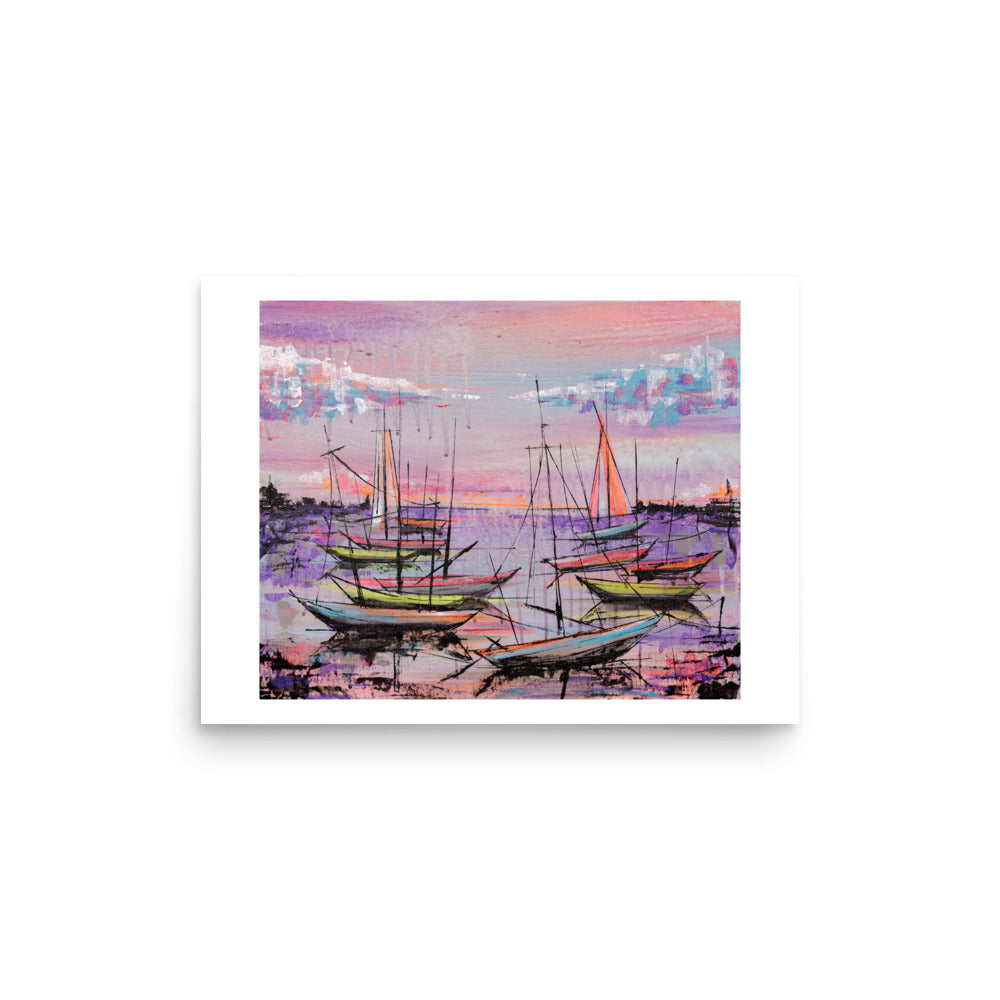 Original Matte Print: 'Pink Boats' - Poster