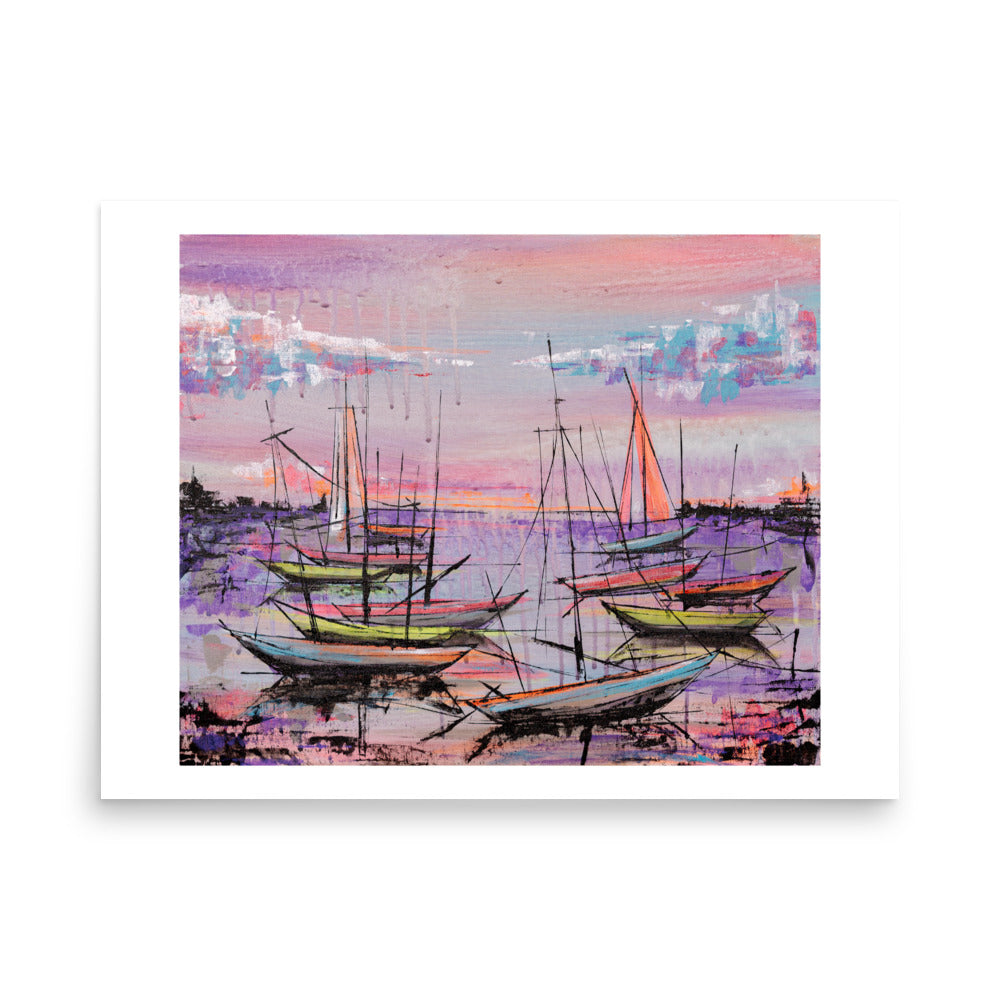 Original Matte Print: 'Pink Boats' - Poster