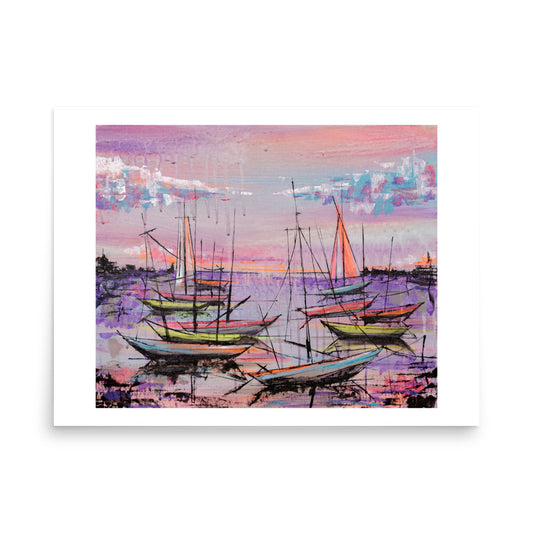 Original Matte Print: 'Pink Boats' - Poster