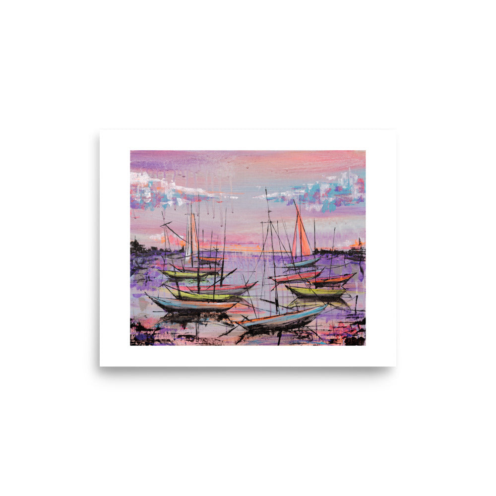 Original Matte Print: 'Pink Boats' - Poster